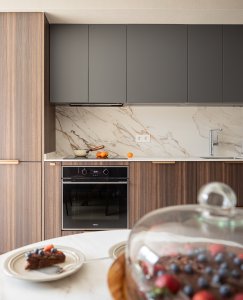 barra de cocina a juego con frontal reforma interiores nuevo diseño deba